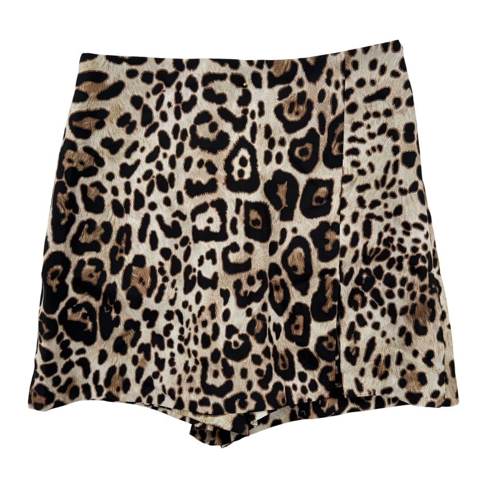Zara Shorts Womens XS Animal Print Leopard High Waist Skort Brown Black New Tags